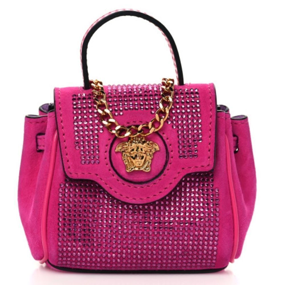 Versace mini satchel in shimmery studded suede